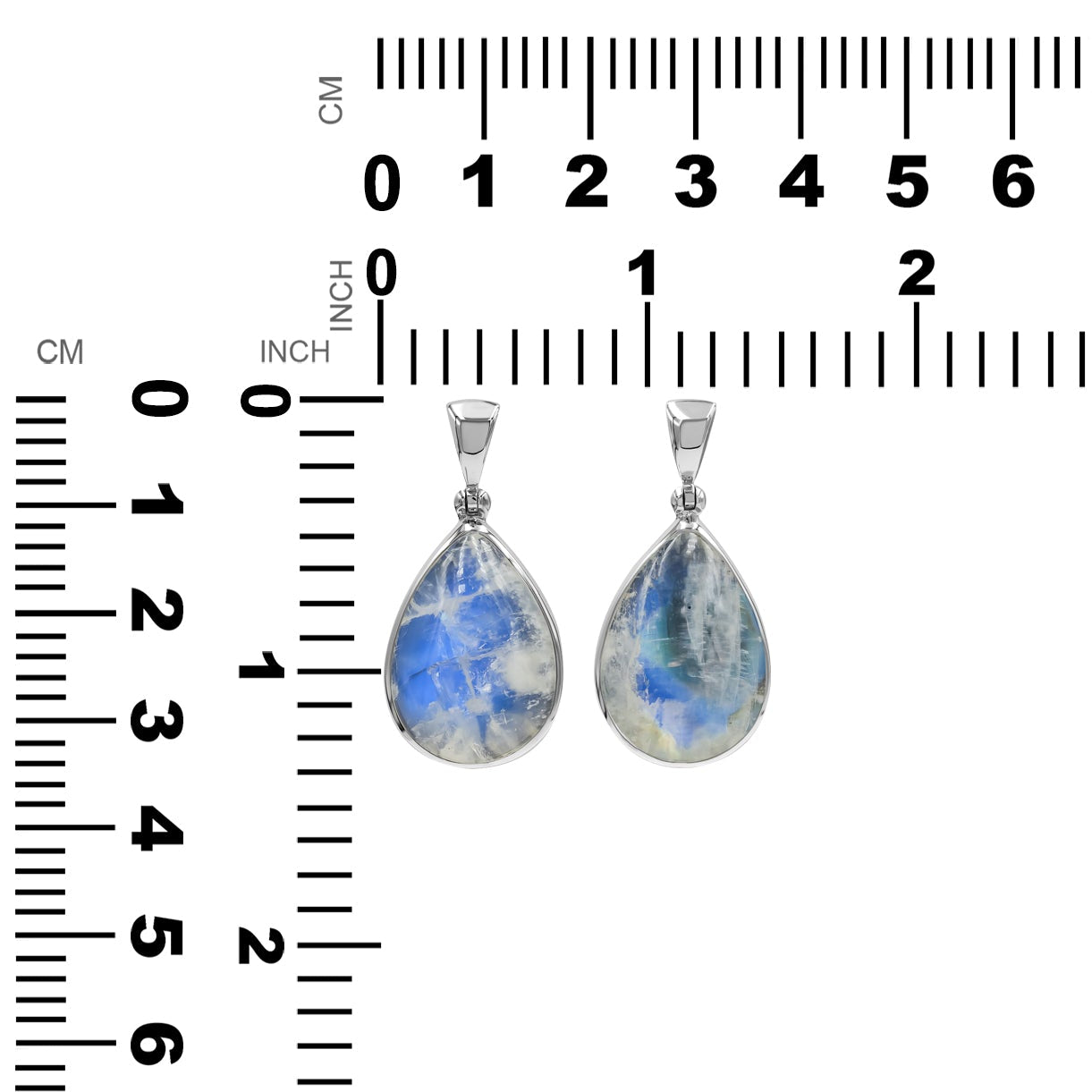 Staborn Rainbow Moonstone Pear Pendant in Fine Sterling Silver