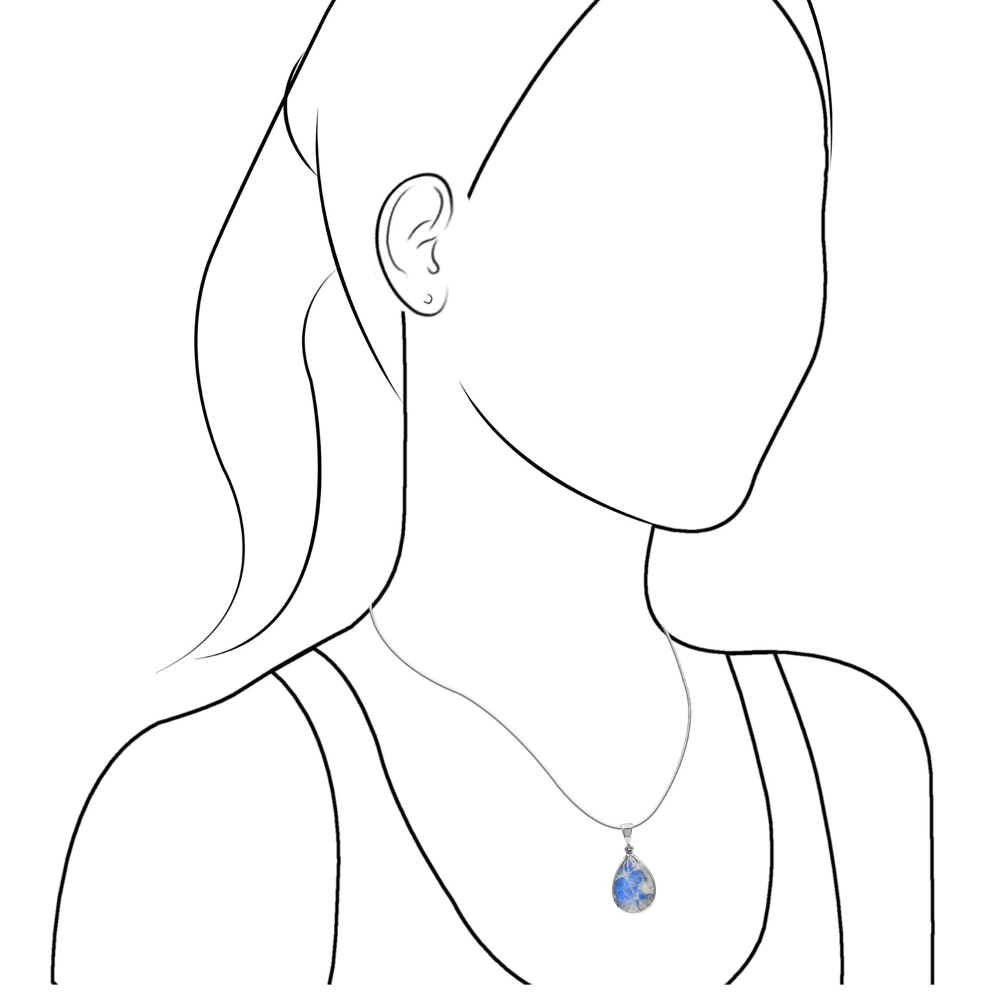 Staborn Rainbow Moonstone Pear Pendant in Fine Sterling Silver