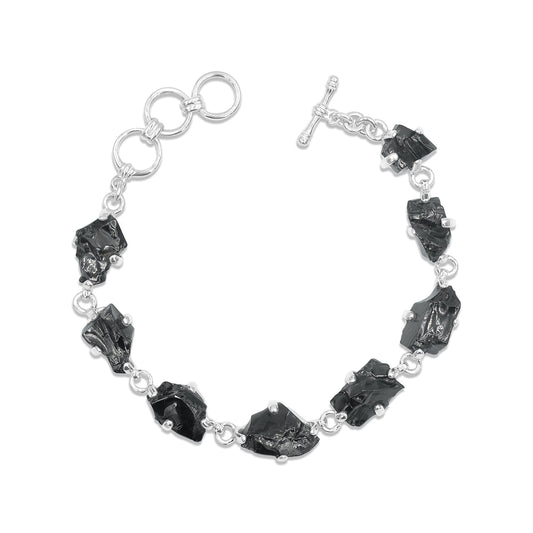 Starborn Elite Shungite Prong Set Bracelet in Sterling Silver