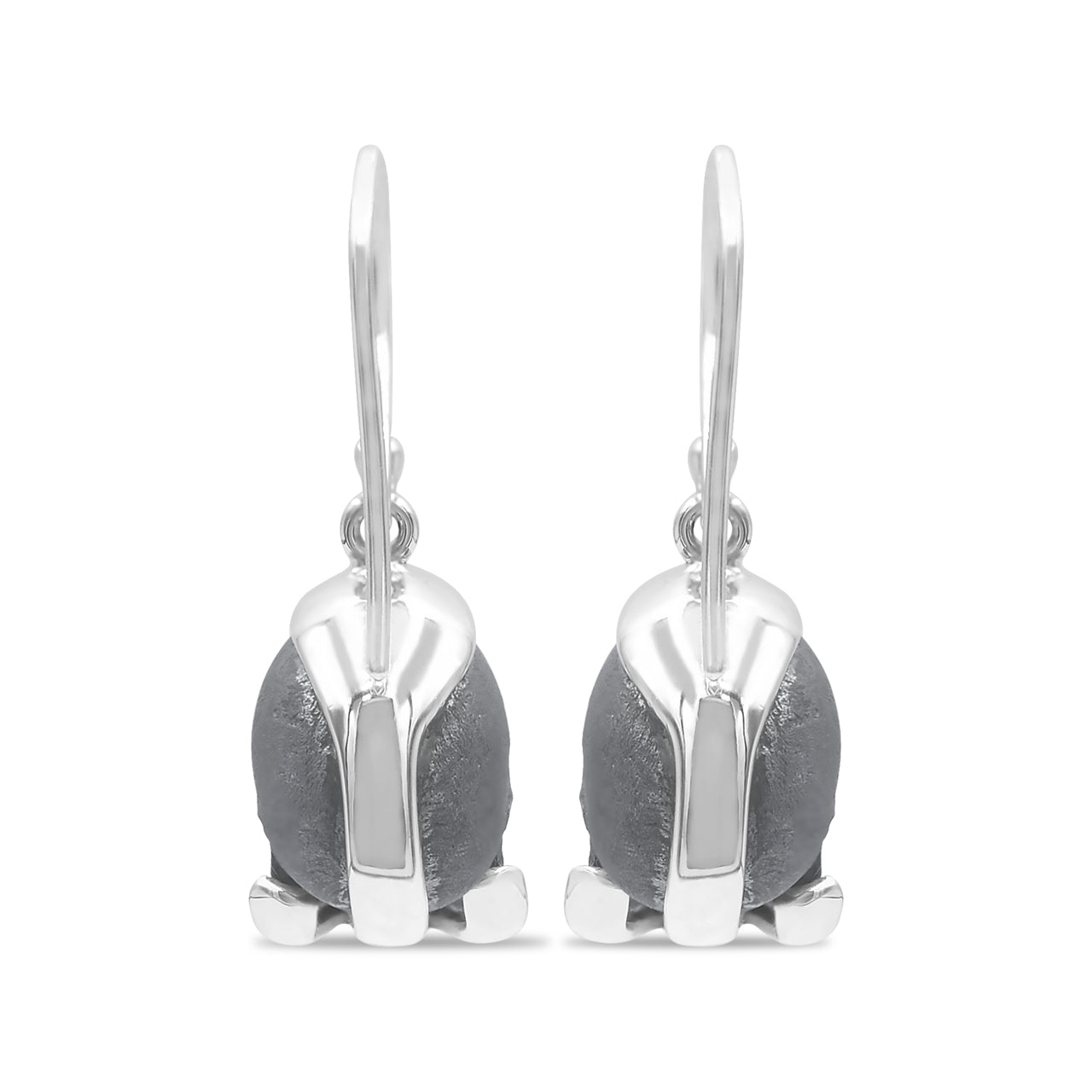 Starborn Hand Carved Pure Elemental Silica Skull Dangle Earrings in Sterling Silver.