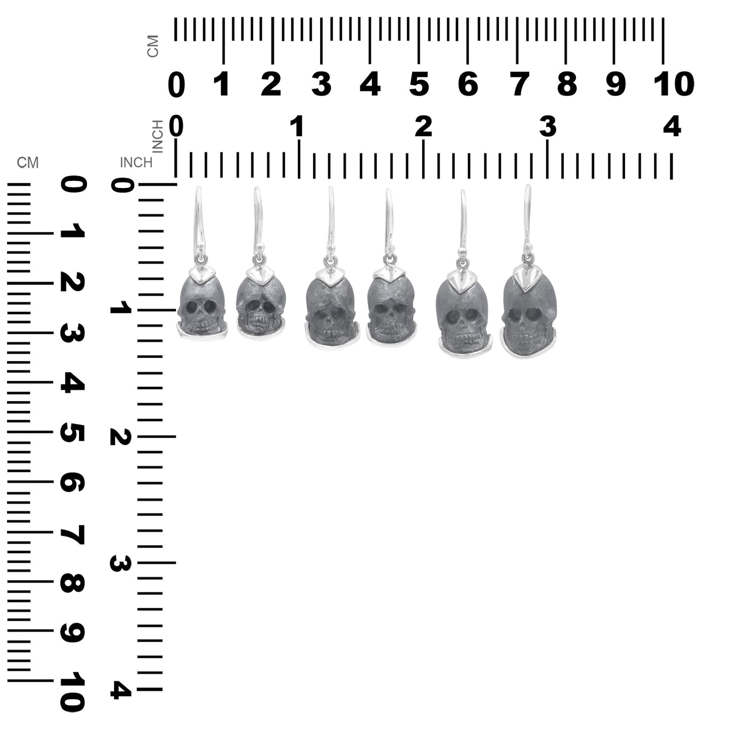 Starborn Hand Carved Pure Elemental Silica Skull Dangle Earrings in Sterling Silver.
