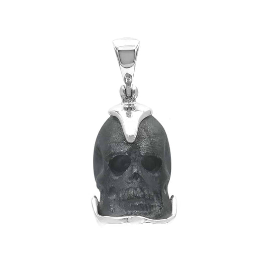 Starborn Handcarved Pure Elemental Silica Skull Pendant in Sterling Silver