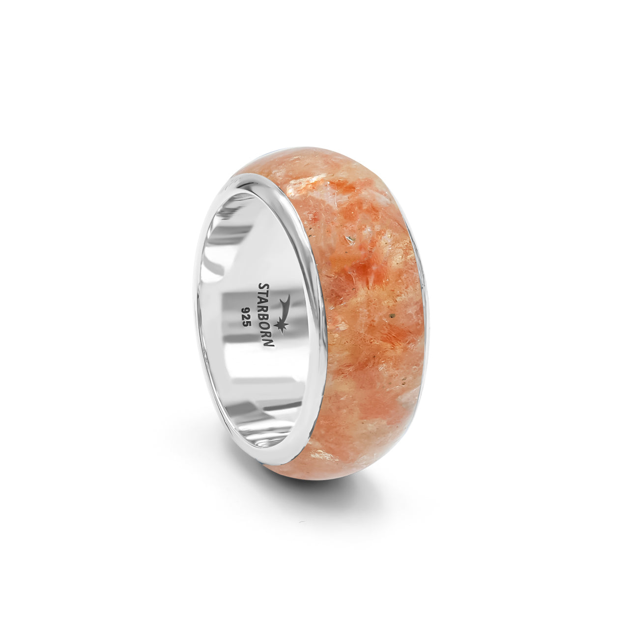 Starborn Sunstone One Field Inlay Ring in Sterling Silver