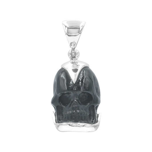 Starborn Hand Carved Mini Tektite Skull Pendant in Sterling Silver