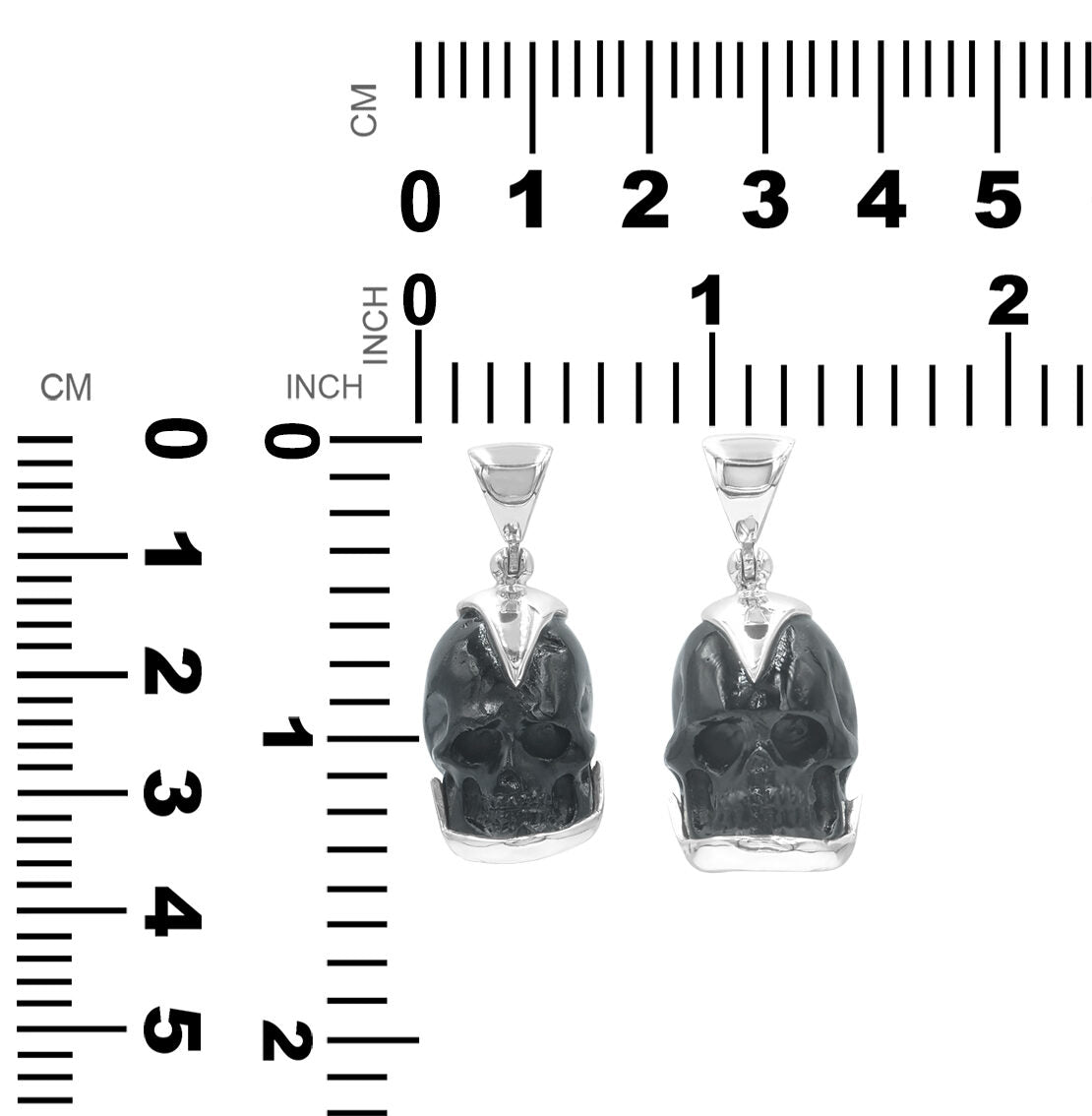 Starborn Hand Carved Mini Tektite Skull Pendant in Sterling Silver