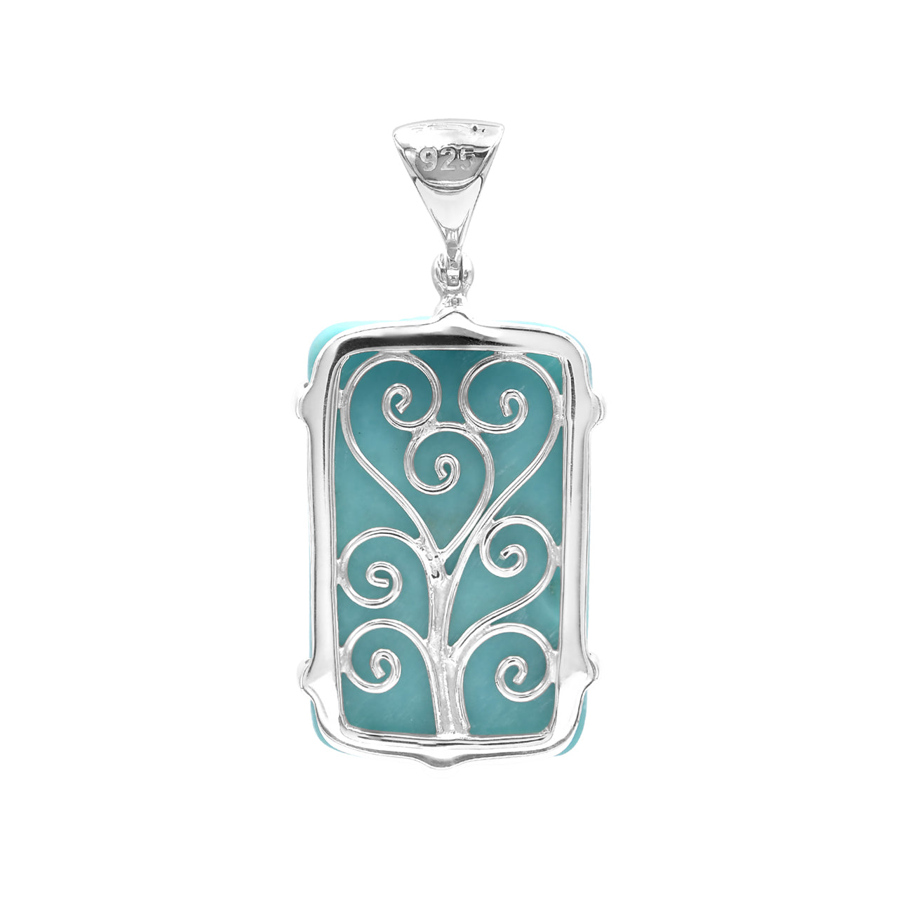 Starborn Carved Campitos Turquoise Dragon Pendant in Sterling Silver