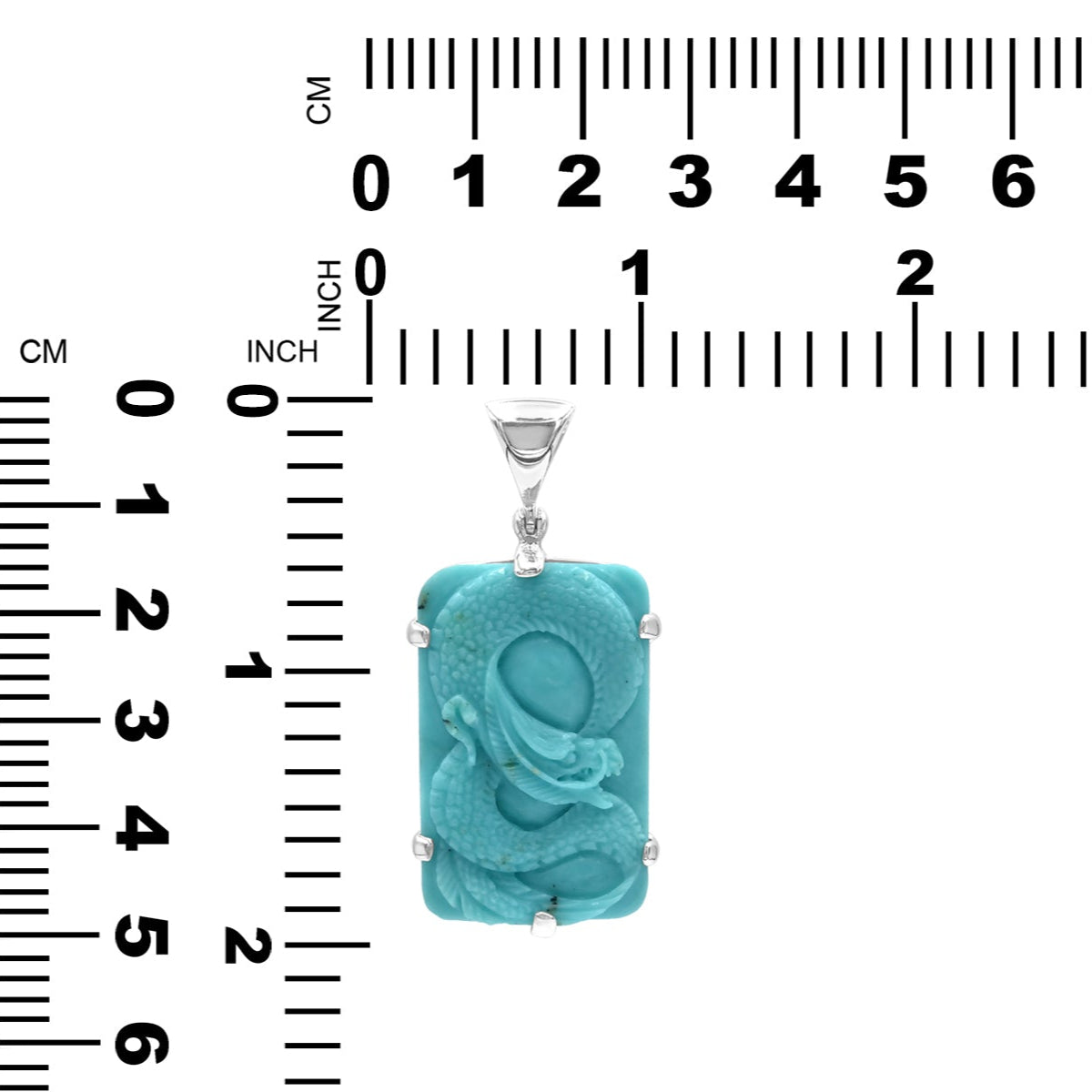 Starborn Carved Campitos Turquoise Dragon Pendant in Sterling Silver