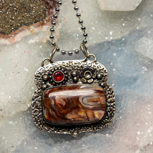 Crazy Lace Agate 925 Sterling Silver Pendant