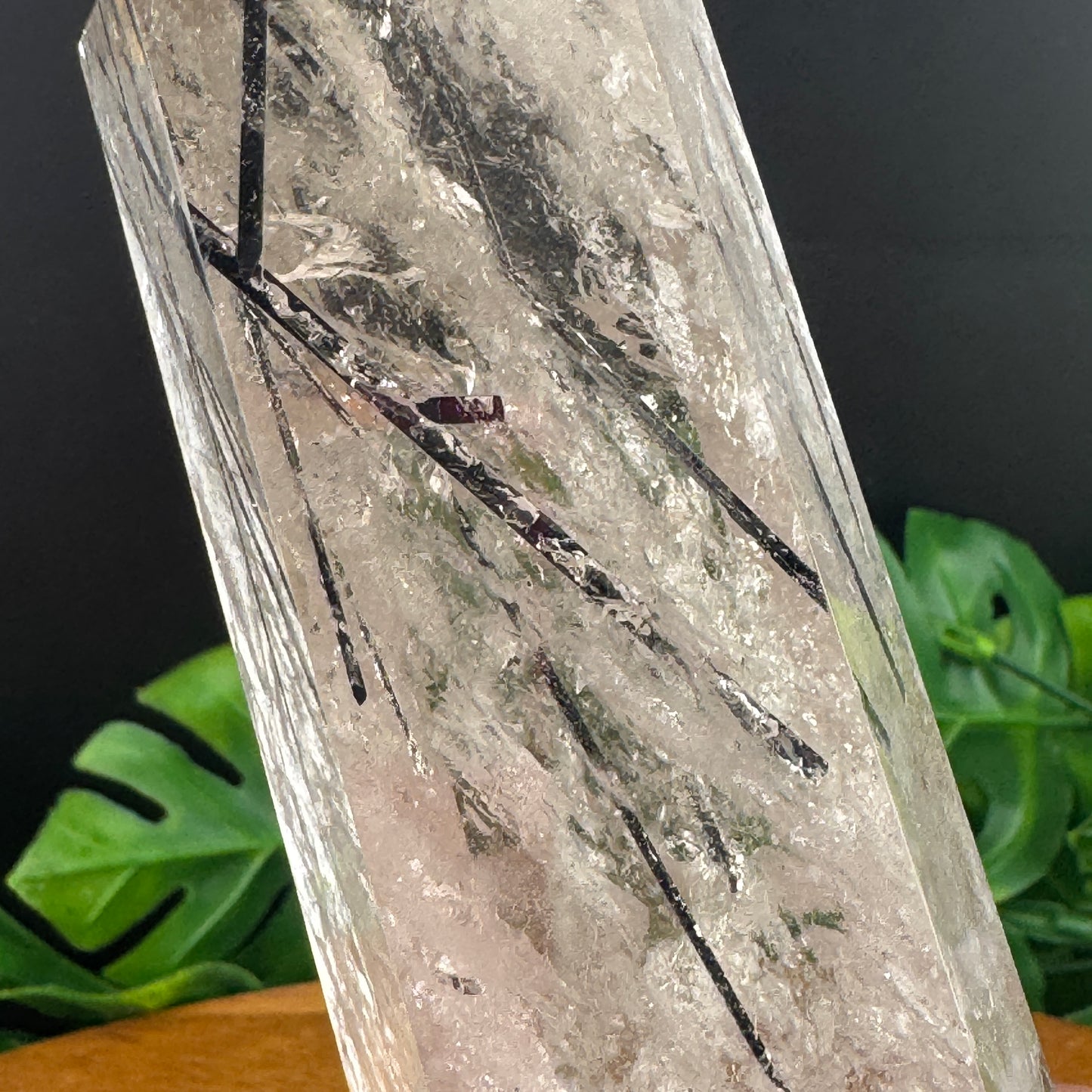 Black Tourmaline in Smoky Quartz Tower