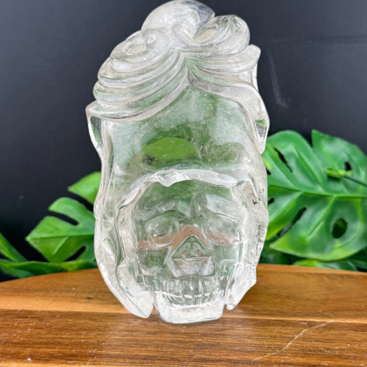 Clear Quartz Skull with Octopus Carving