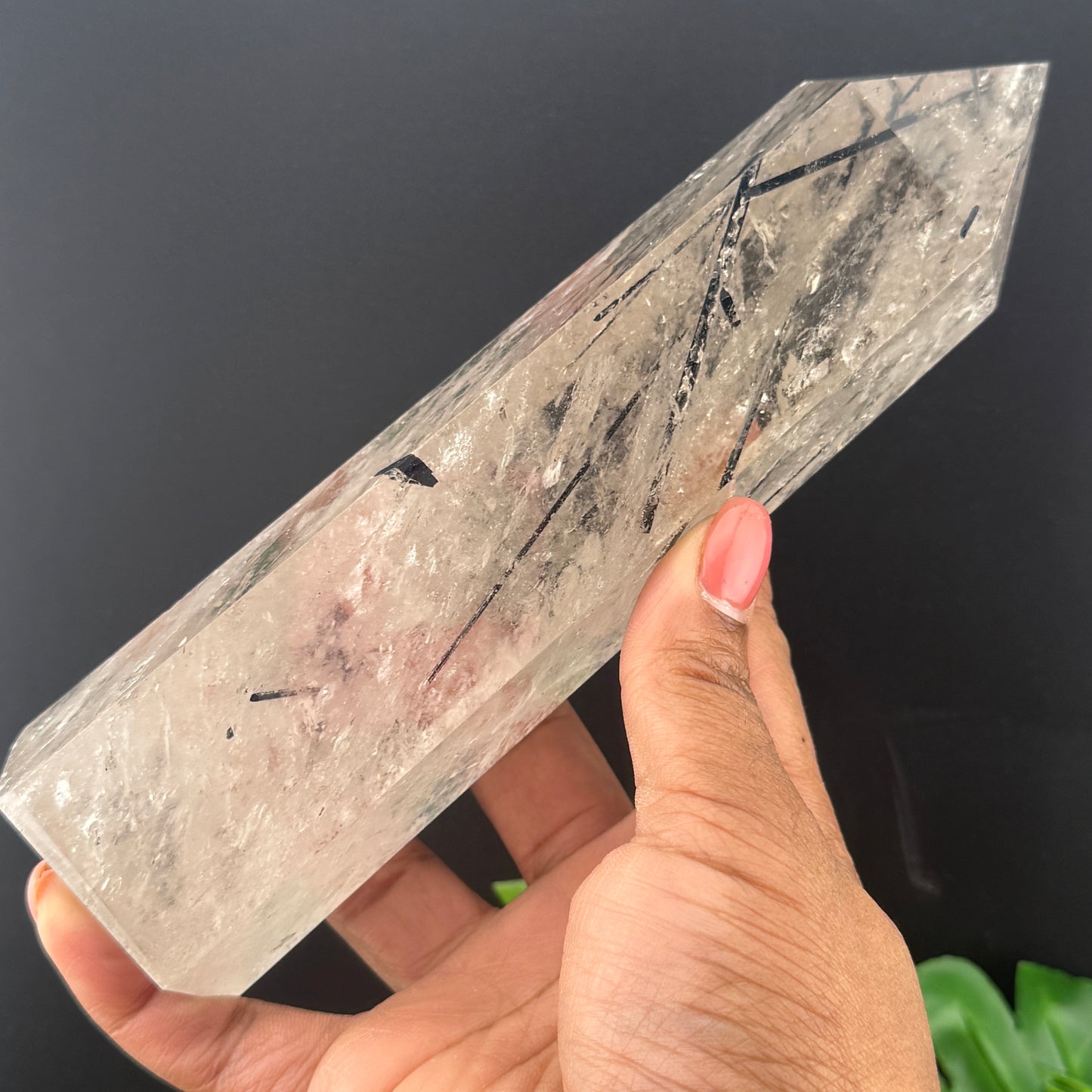 Black Tourmaline in Smoky Quartz Tower