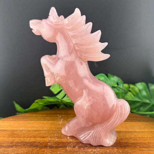 Gemmy Rose Quartz Unicorn Carving