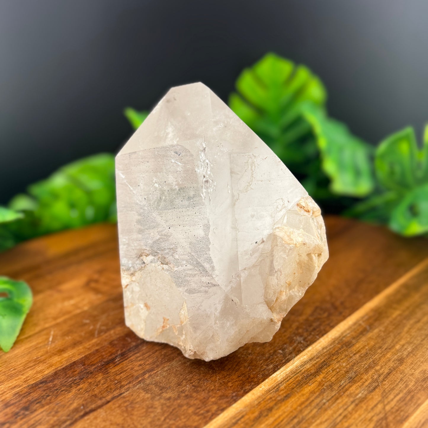 Chunky Clear Quartz Point with Iron Spotted Inclusions