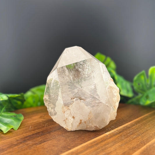 Chunky Clear Quartz Point with Iron Spotted Inclusions