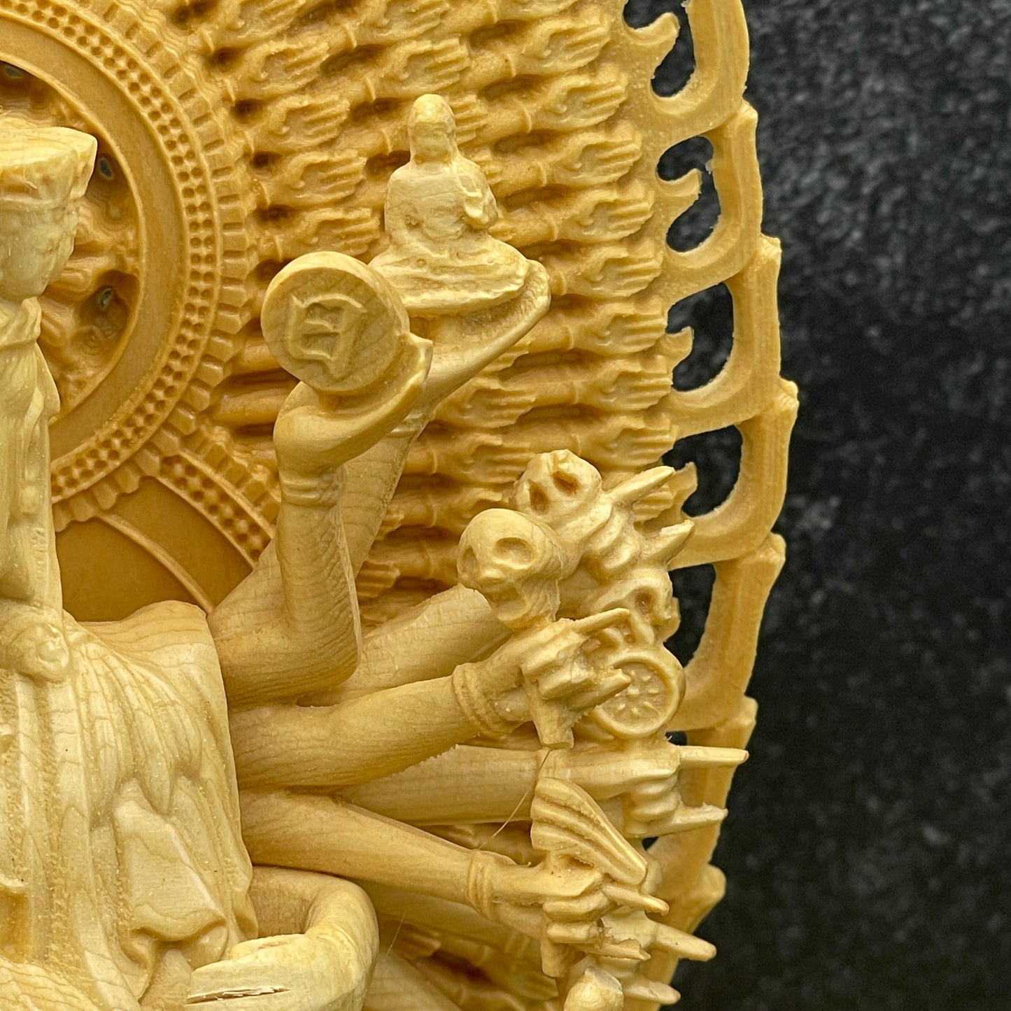 Thousand Hand Guanyin Birch Wood Carving