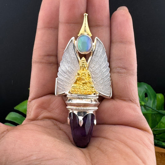 Gotland Mother-of-Pearl Wings and Amethyst Pendant