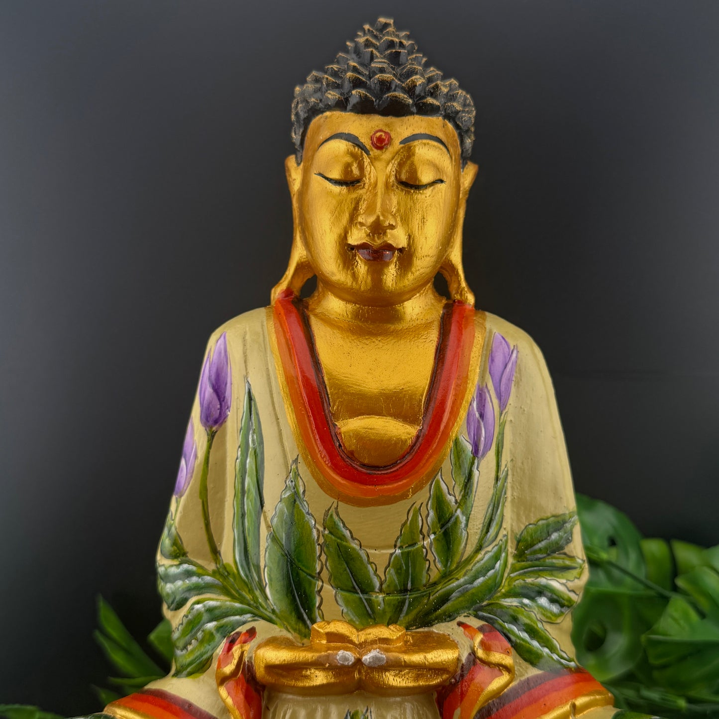 Hand-Painted Wooden Hindu Buddha