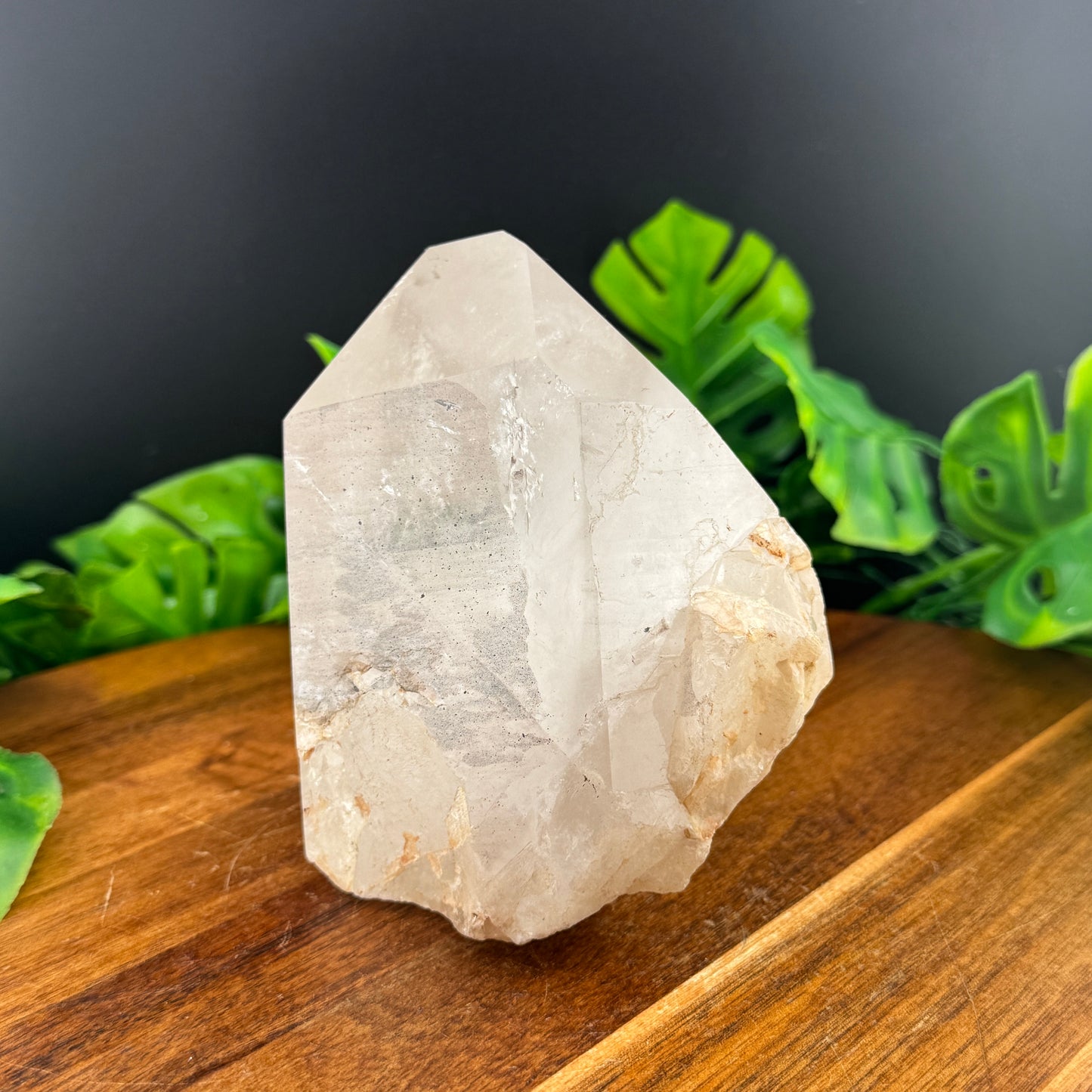 Chunky Clear Quartz Point with Iron Spotted Inclusions