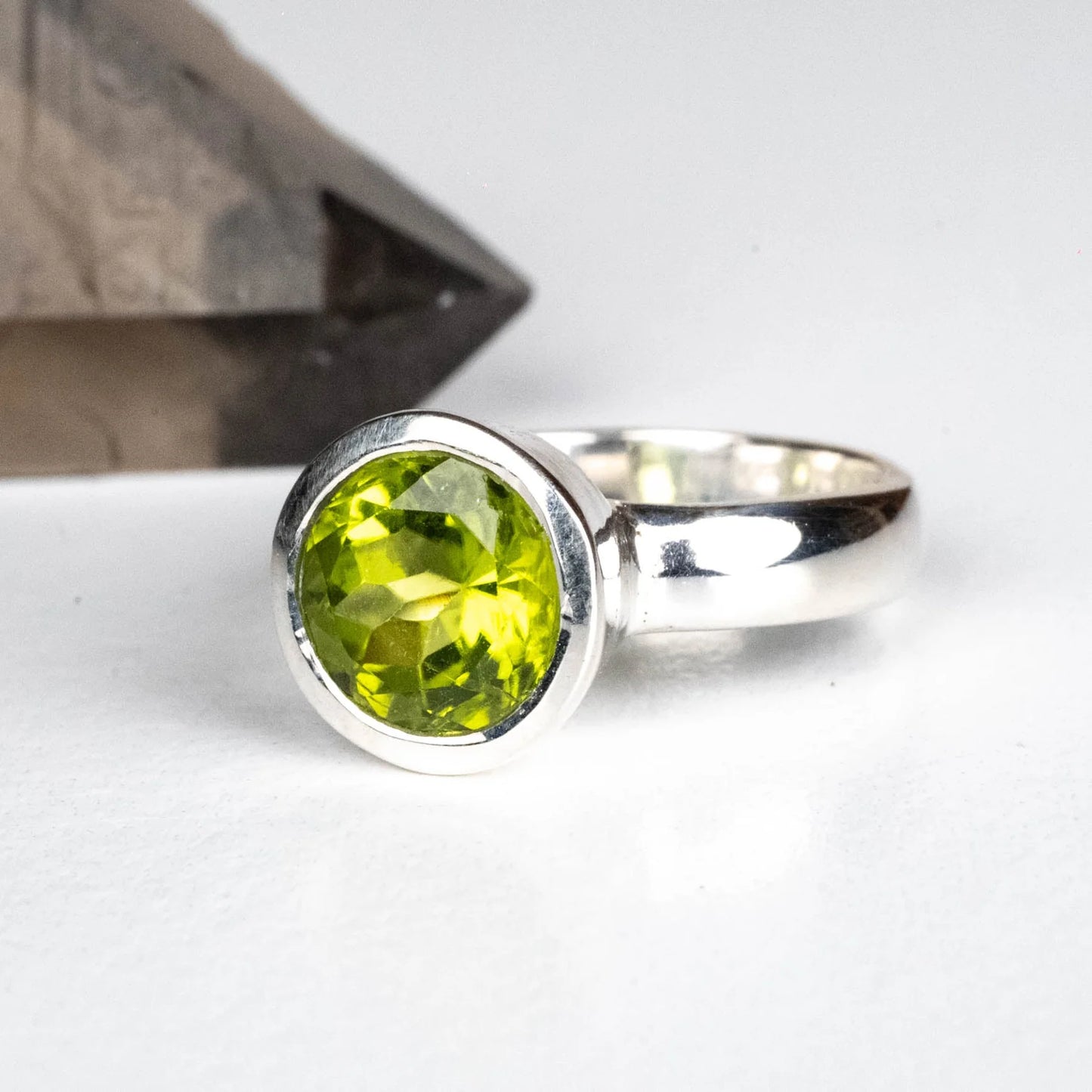 Sterling Silver Peridot Ring Sz 4