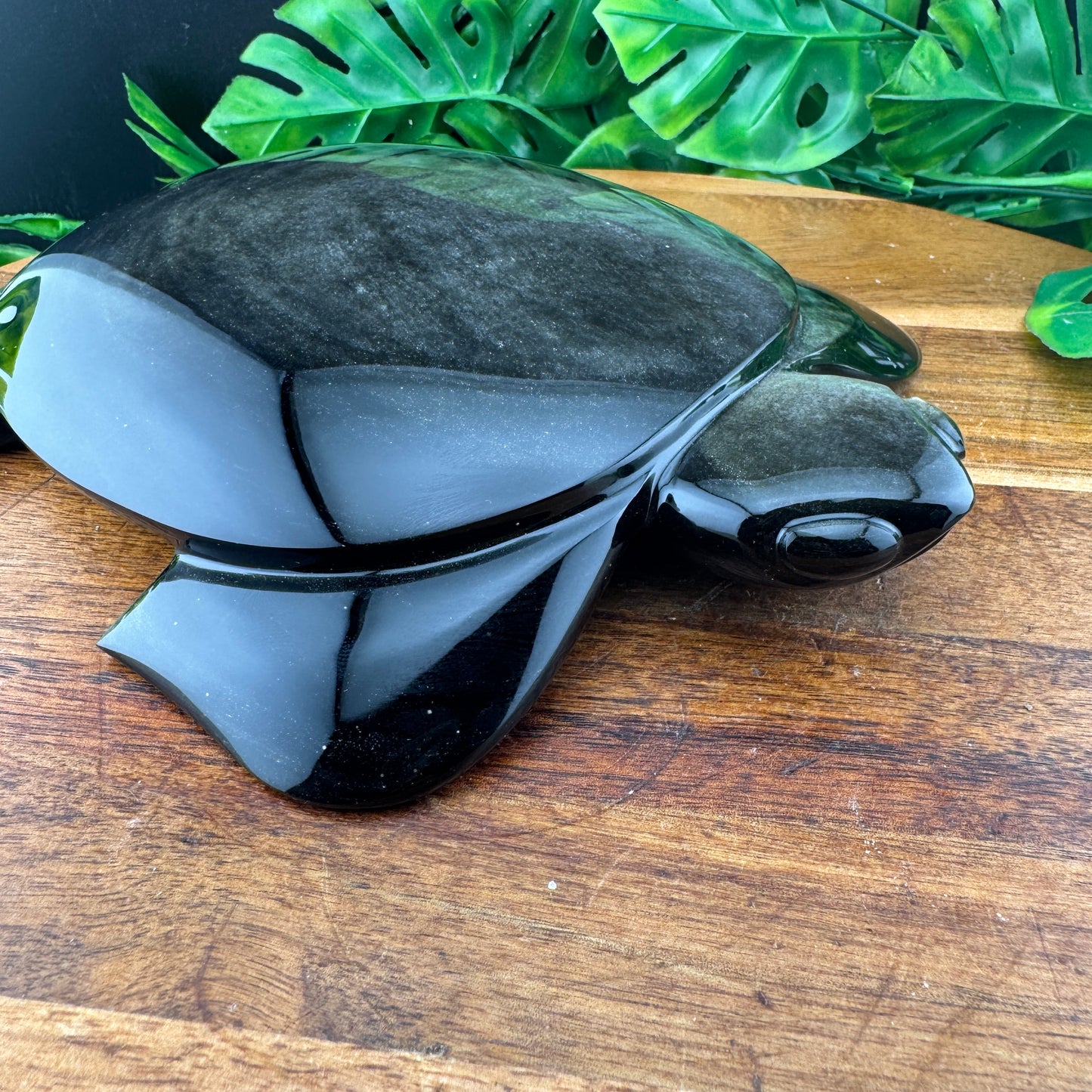 Gold Sheen Obsidian Turtle Carving