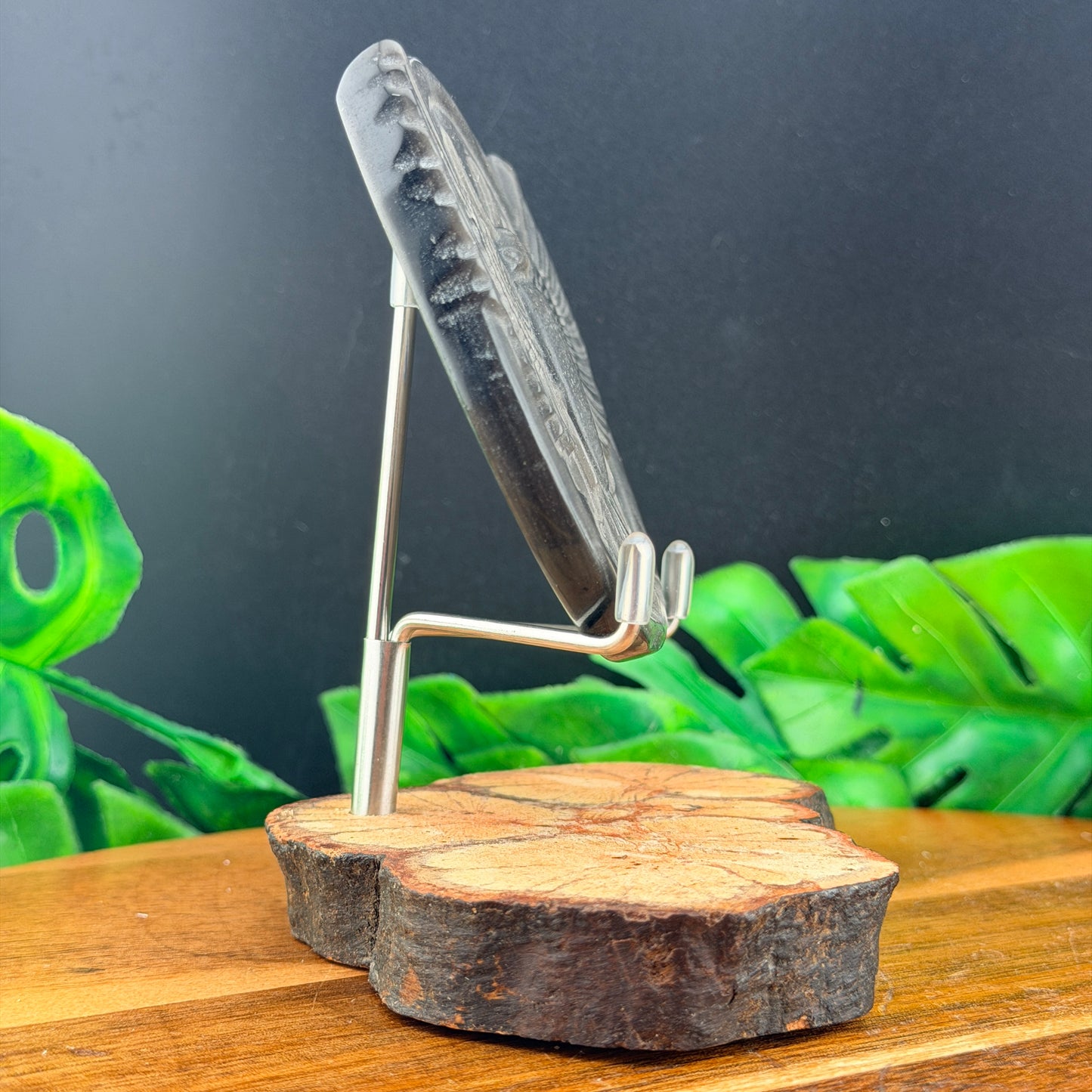 Silver Sheen Obsidian Scarab Medallion