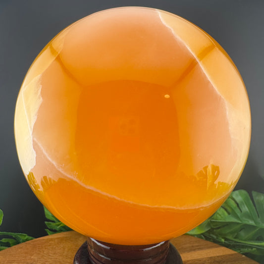 XL Honeycomb Orange Calcite Sphere