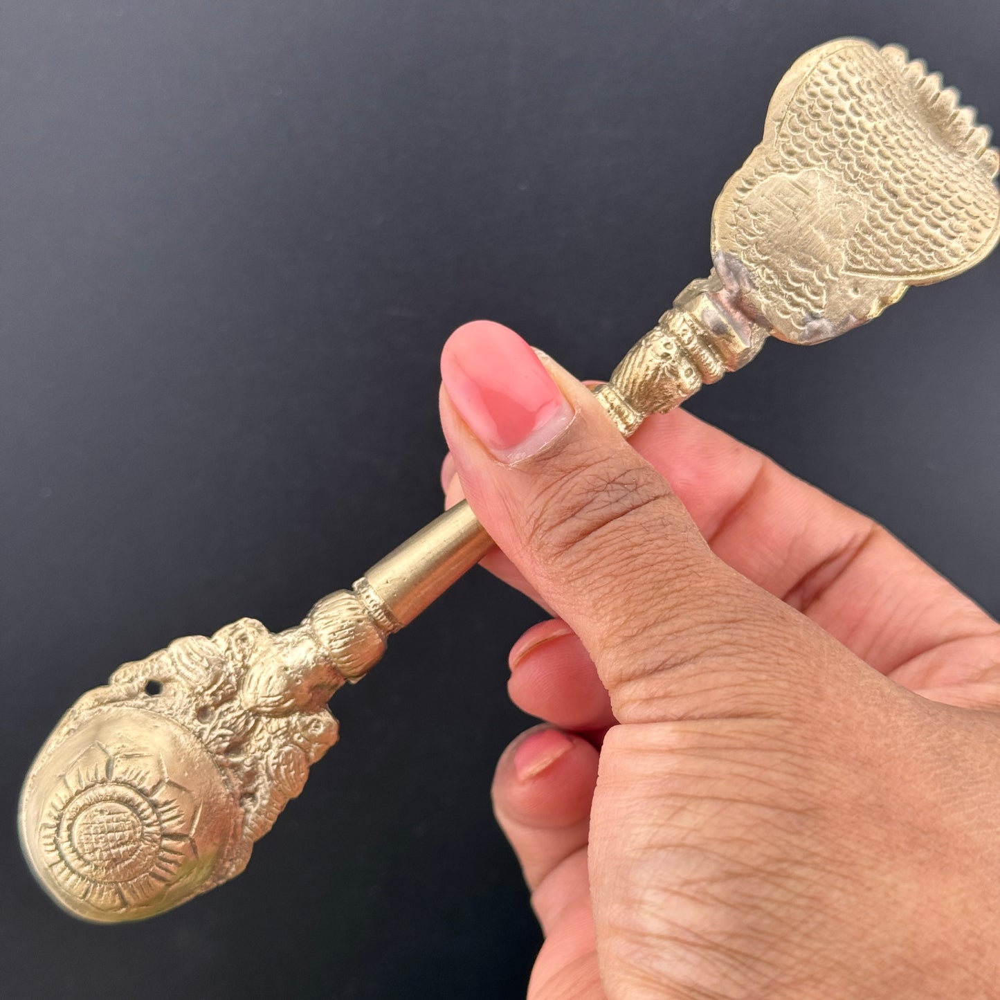 Brass Ganesh Brass Ritual Spoon