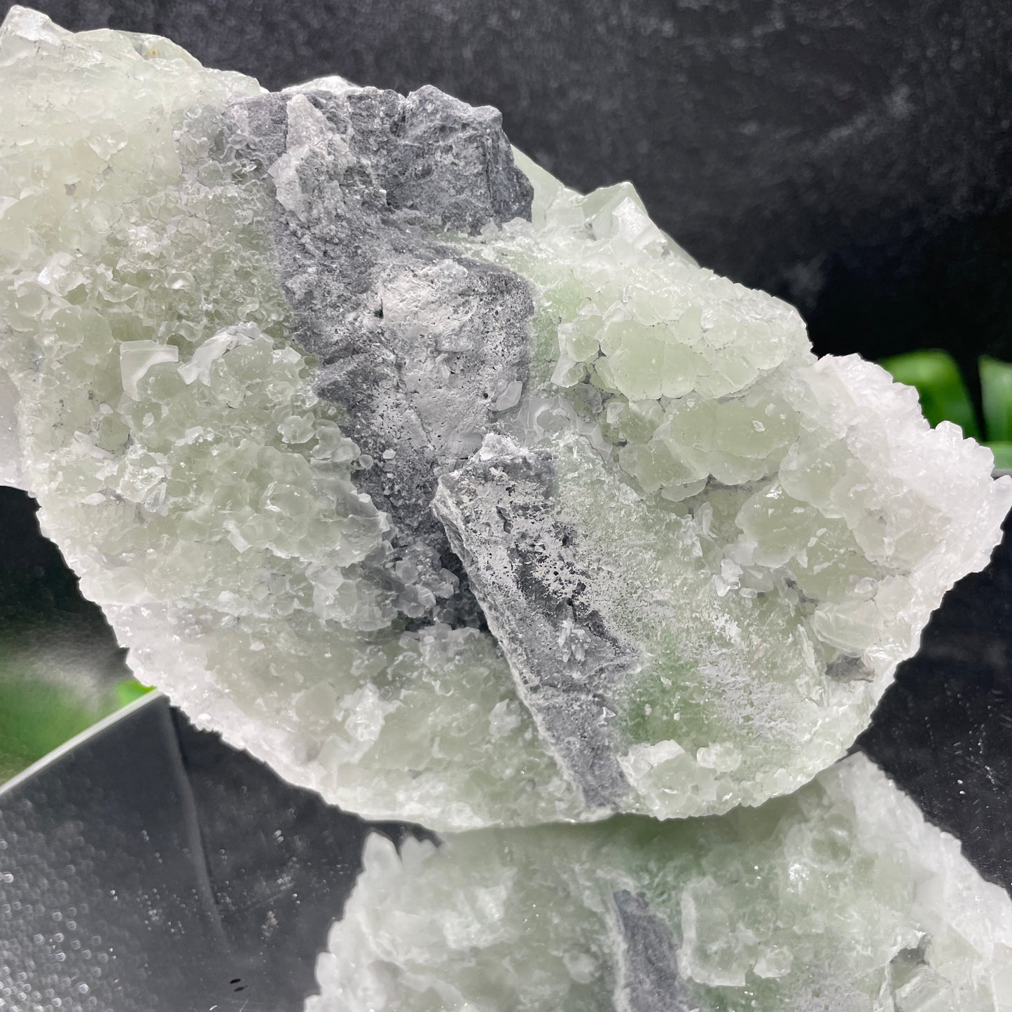 Glassy Green Cubic Fluorite on Quartz