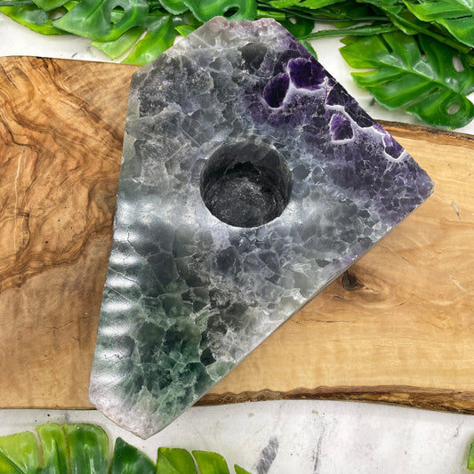 Rainbow Fluorite Candle Holder Slab