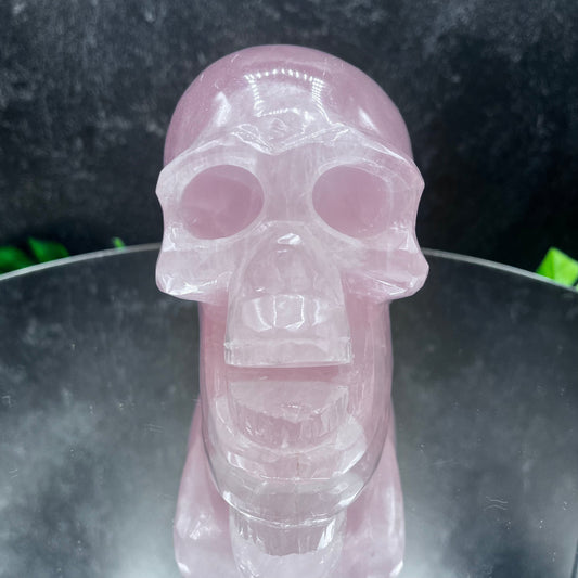 Rose Quartz Open Mouth Skull