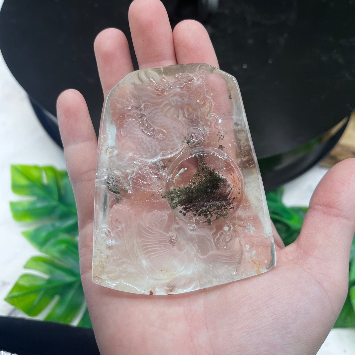 Garden Quartz Dragon Carving