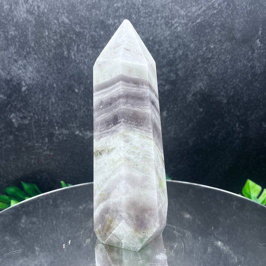 White and Purple Fluorite Tower
