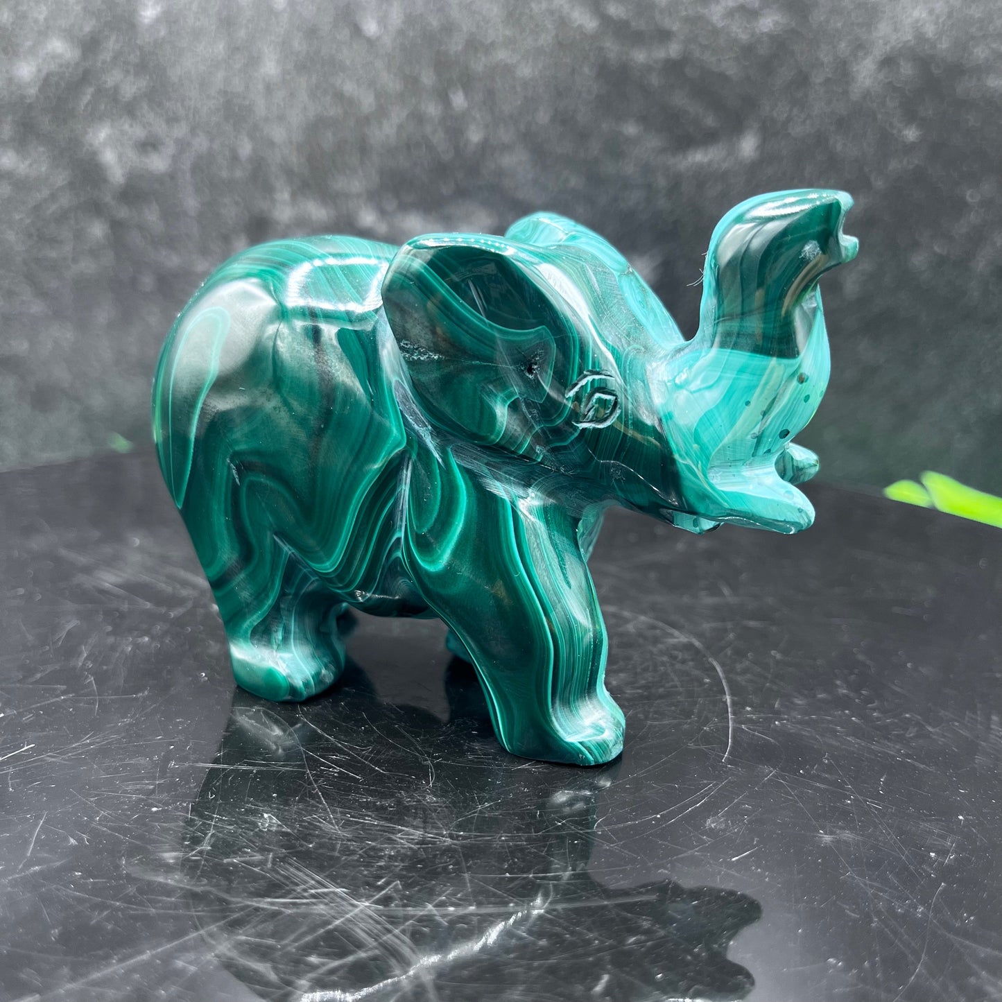 Malachite Elephant Carving