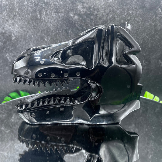 Black Obsidian T-rex Skull