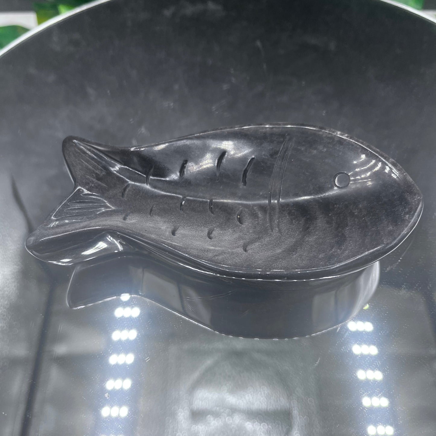 Silver Obsidian Fish Bowl