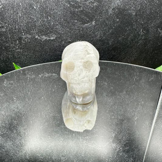 Clear Quartz in Agate Skull