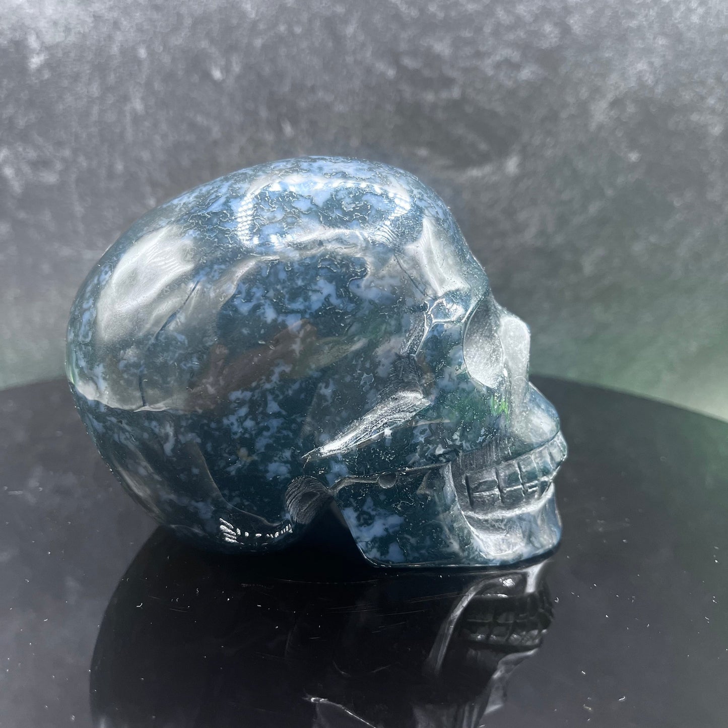 Moss Agate Skull