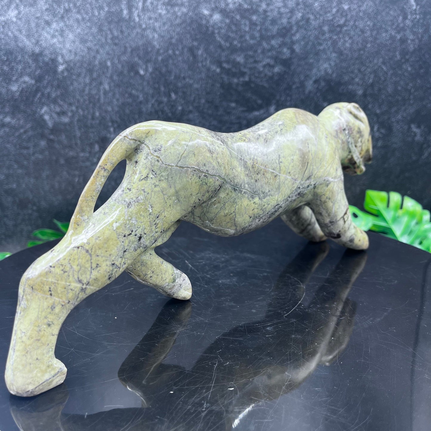 Hand-Carved Serpentine Mayan Leopard