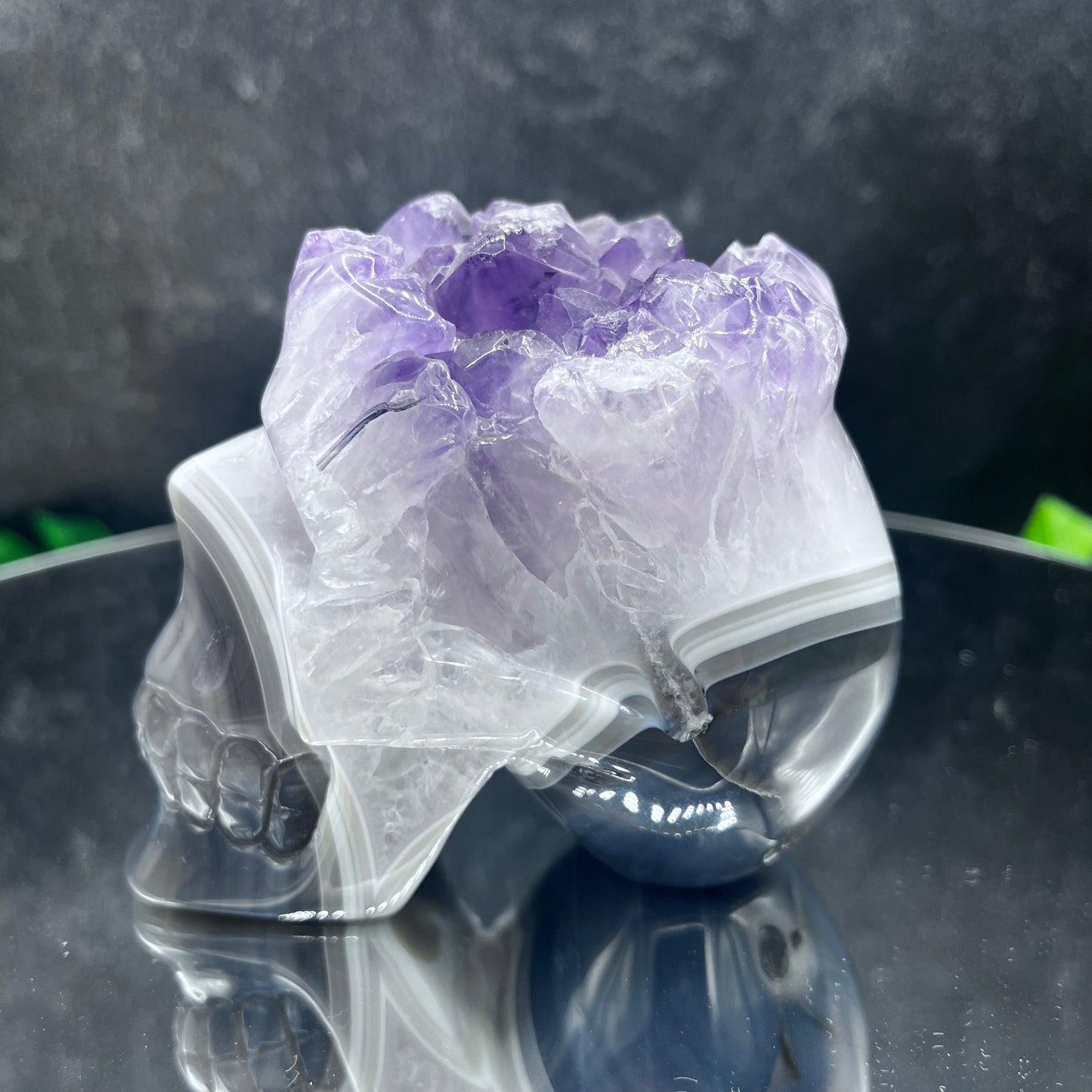 Amethyst in Agate Skull