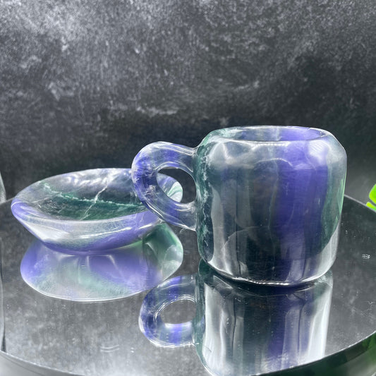 Rainbow Fluorite Cup and Saucer