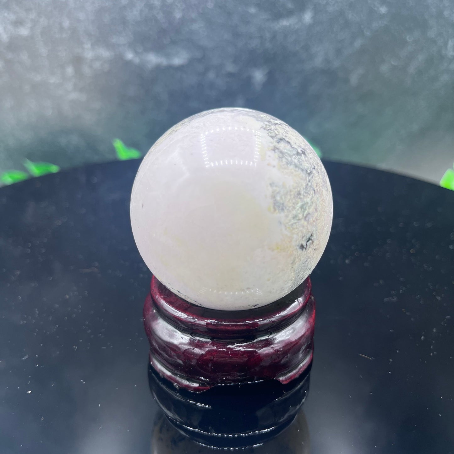 Pink Opal in Mexican Agate Sphere