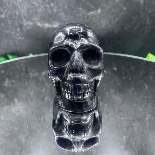 Dark Purple Rainbow Fluorite Skull
