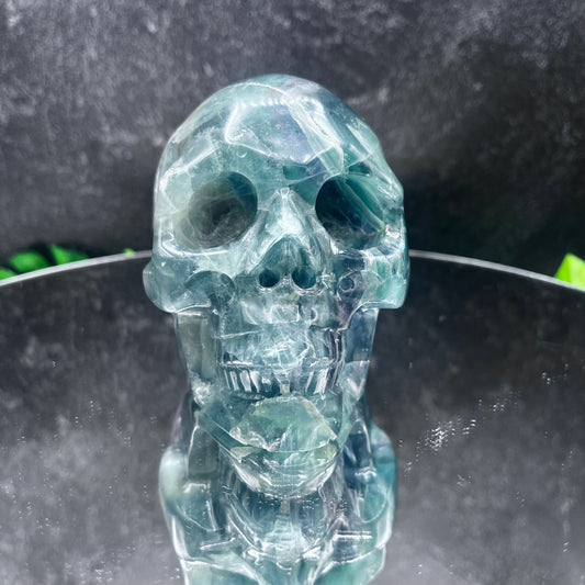Green Fluorite Hollowed Skull