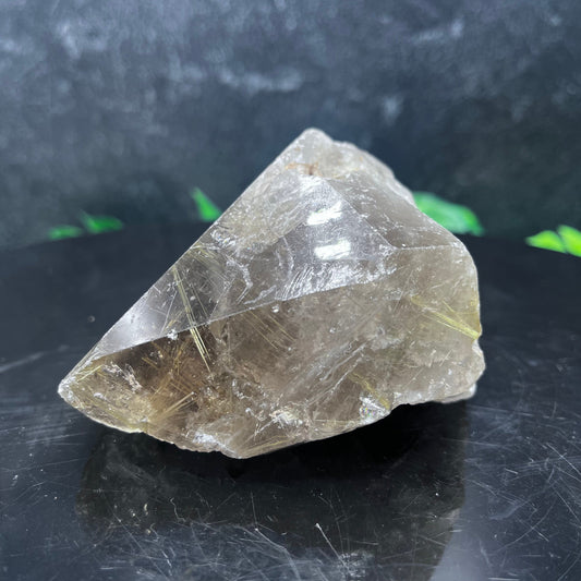 Semi-Polished Gold Rutile in Quartz Point