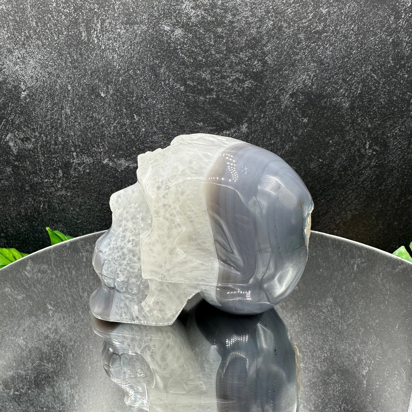 Quartz in Banded Agate Skull