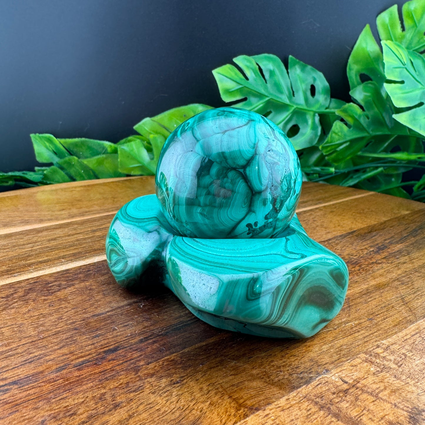 Malachite Sphere with Holder