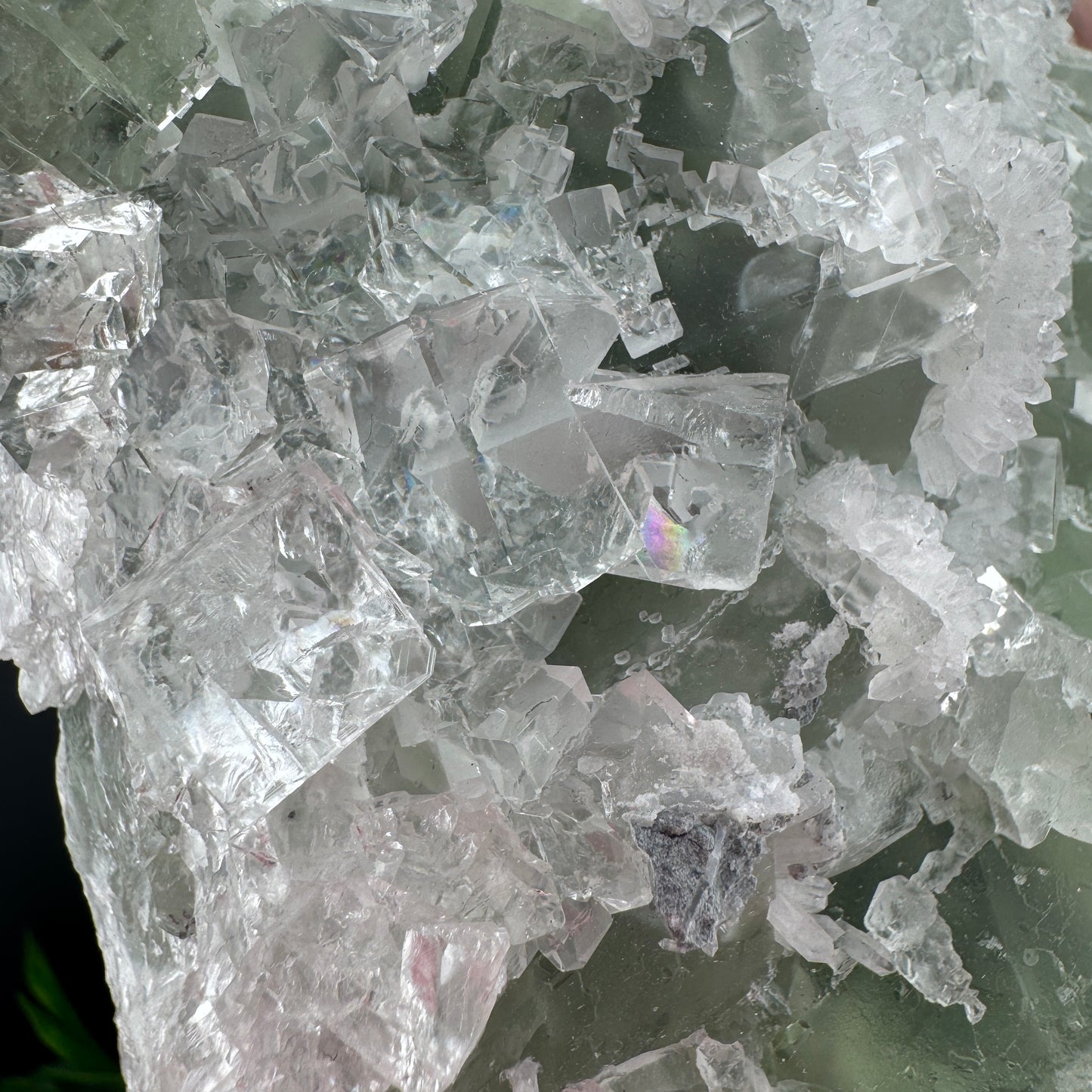 White and Green Sugar Fluorite with Needle Clear Quartz