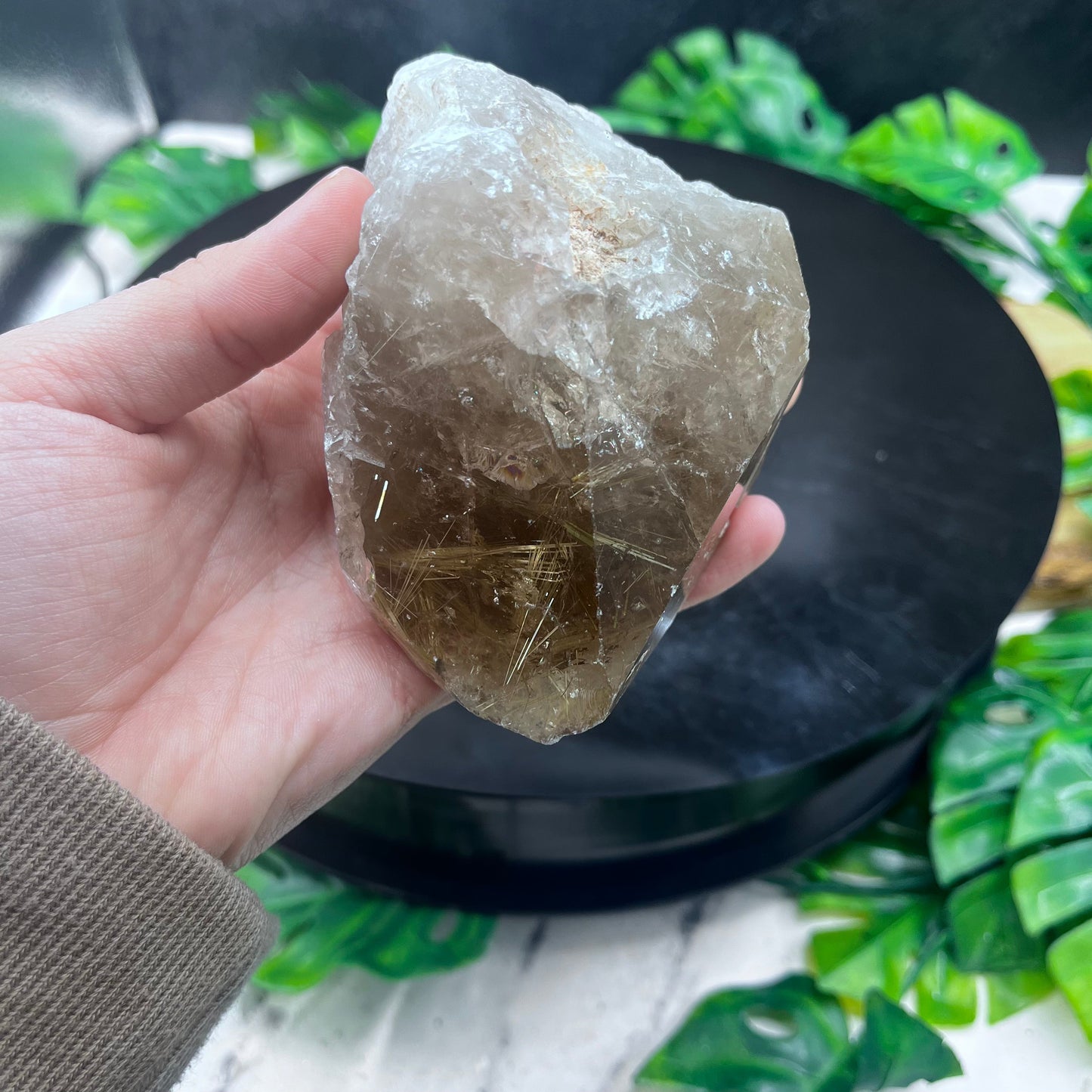 Semi-Polished Gold Rutile in Quartz Point
