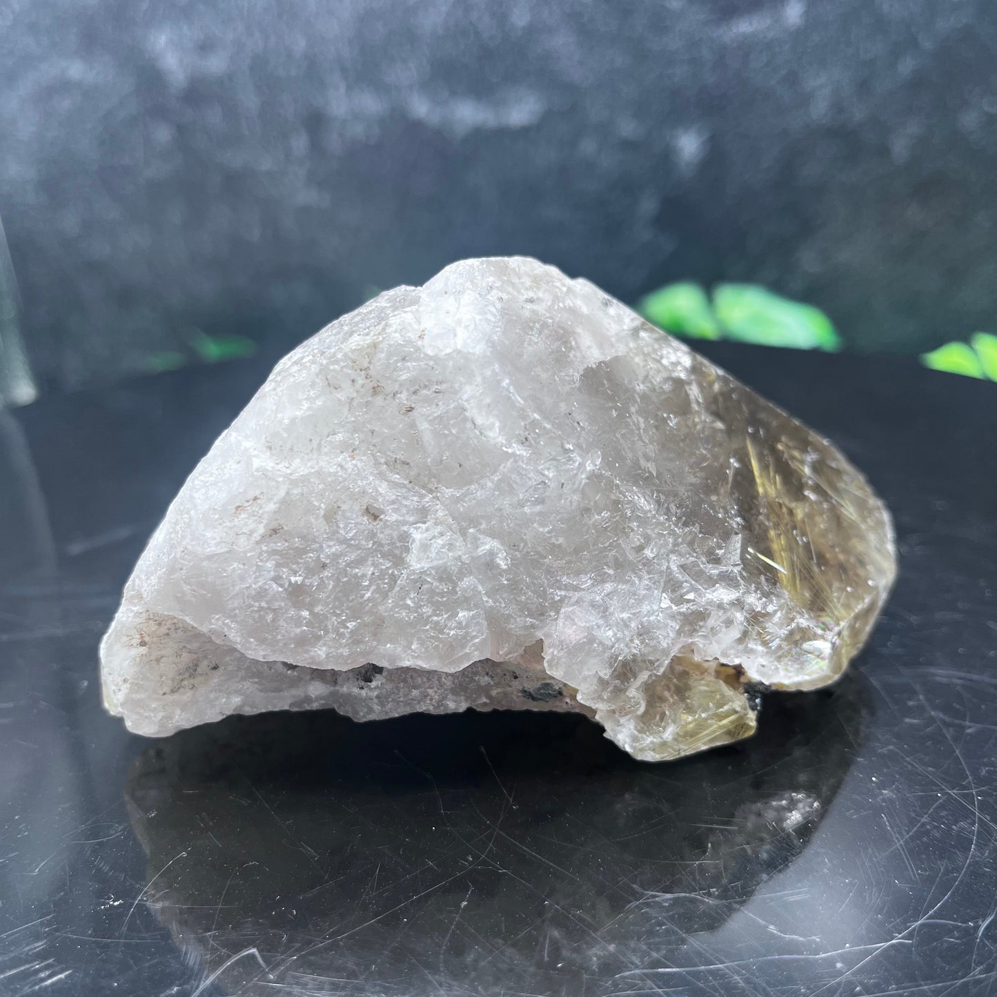 Semi-Polished Gold Rutile in Quartz Point