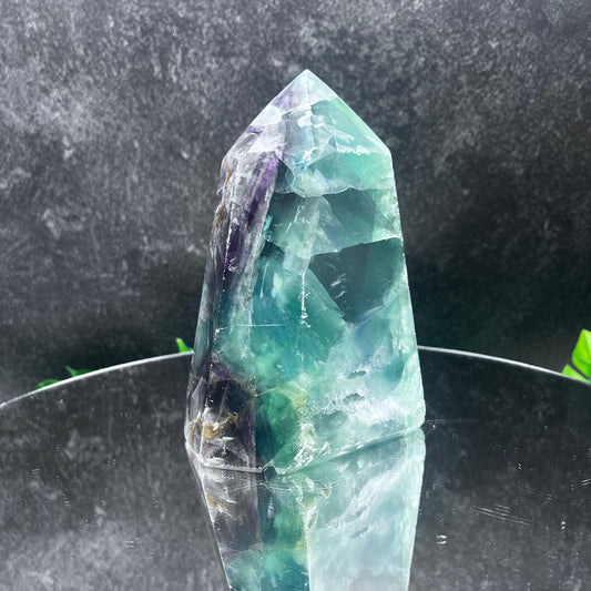 Green and Purple Fluorite Tower